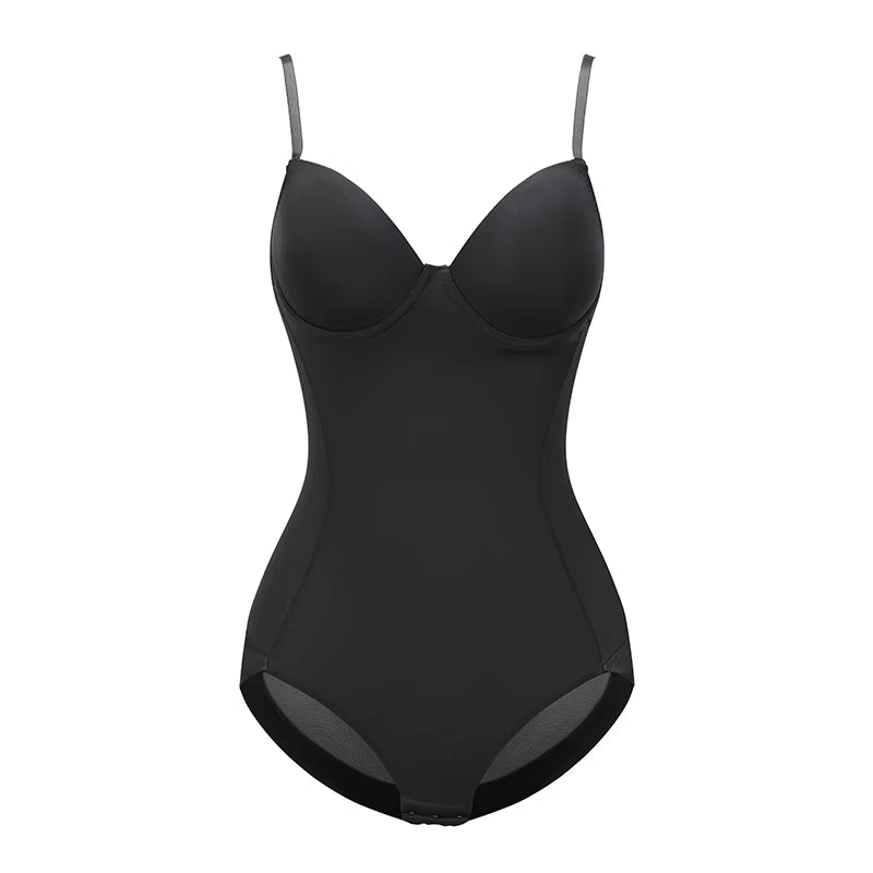 Deep V-Neck Bodysuit with Built in Bra