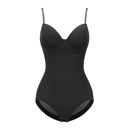 Deep V-Neck Bodysuit with Built in Bra