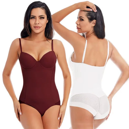 Deep V-Neck Bodysuit with Built in Bra