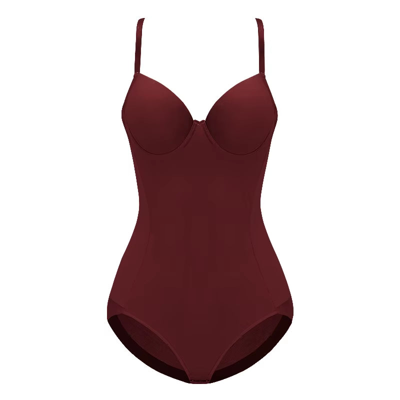 Deep V-Neck Bodysuit with Built in Bra